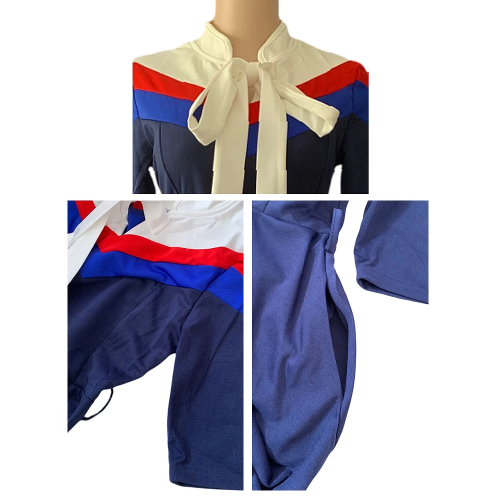 Платье женское ТРАПЕЦИЕВИДНОЕ средней длины с бантом и полосками|Женские платья|