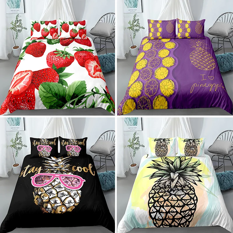 

Комплект постельного белья, 2/3 шт., с принтом клубники