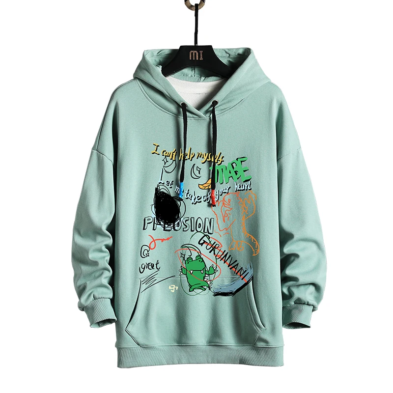 

Mens Oversize Sweatshirt 2020 Winter Thick Fleece Warm Casual Sweatshirt Male Fashion Printed Sweatshirts Black Hoodie For Men