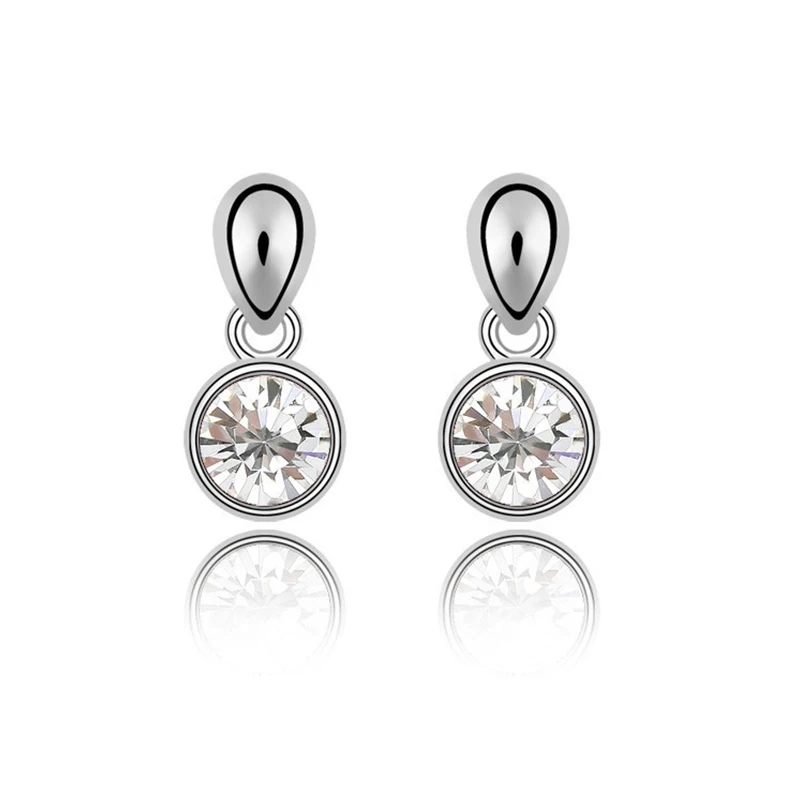 Маленькие круглые висячие серьги перегородки Чешские кристаллы модные
