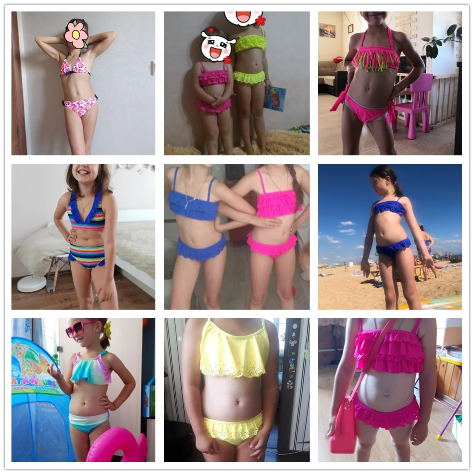 

New 2021 Children's Swimwear Two Piece Flamingo Swimsuit For Girls 2021 Summer Bikini Sets Kids Swimsuit Lovely Swimwear G1-K337