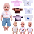 Одежда для новорожденных, кукла, мультяшная футболка, модель 43 см, кукла для новорожденных и 18-дюймовая кукла для американской девочки, игрушка для девочек