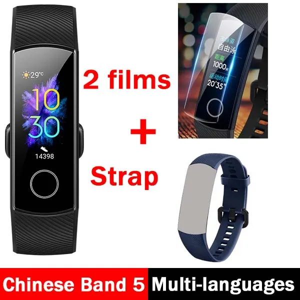 CN bk N 2F N blue S Умный Браслет huawei Honor Band 5, 4, 0,95 дюйма, трекер, умный OLED, для плавания, водонепроницаемый, Bluetooth, фитнес-трекер, сенсорный экран - Цвет: CN bk N 2F N blue S