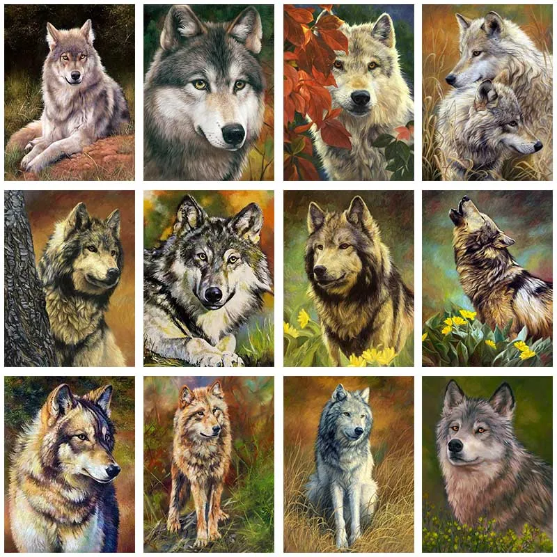 

Full Square Round Drill 5D DIY Diamond Painting Wolf Mosaic Diamond Embroidery Cross Stitch Animal Picture Wall Room Decor Art