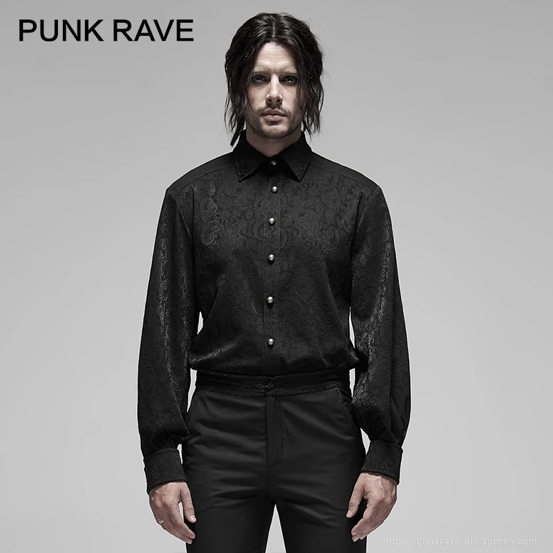 Мужская рубашка с длинным рукавом в стиле панк Готическая жаккардовая