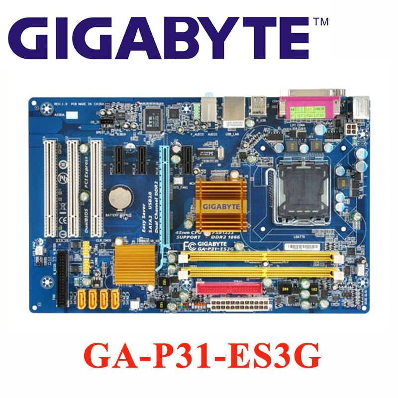 

For Intel P31 LGA 775 P31 DDR2 Gigabyte GA-P31-ES3G Motherboard USB 4G P31-ES3G Desktop SATA II Systemboard PCI-E X16 Used