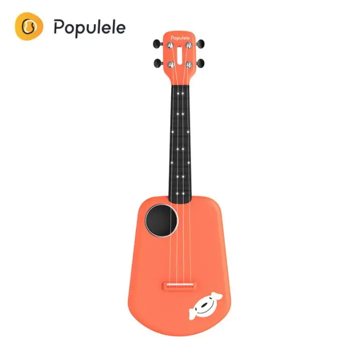 Orange Миниатюрная гитара укулеле-Populele 2 светодиодный Bluetooth читатель смарт-миниатюрная гитара укулеле-приложение Управление 18-зуб Закрытая Кнопка игрушечный музыкальный инструмент, подарки - Цвет: Orange