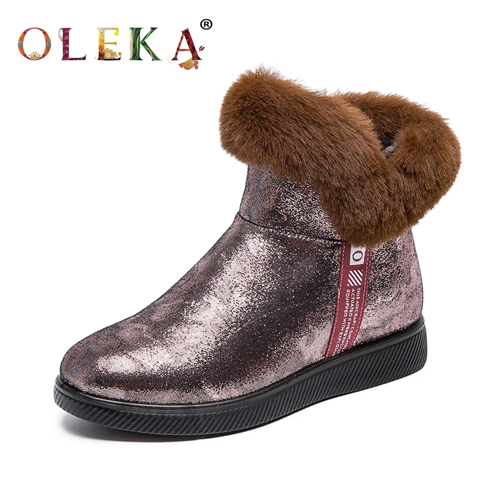 OLEKA/зимние женские ботильоны Женские ботинки на платформе с круглым носком