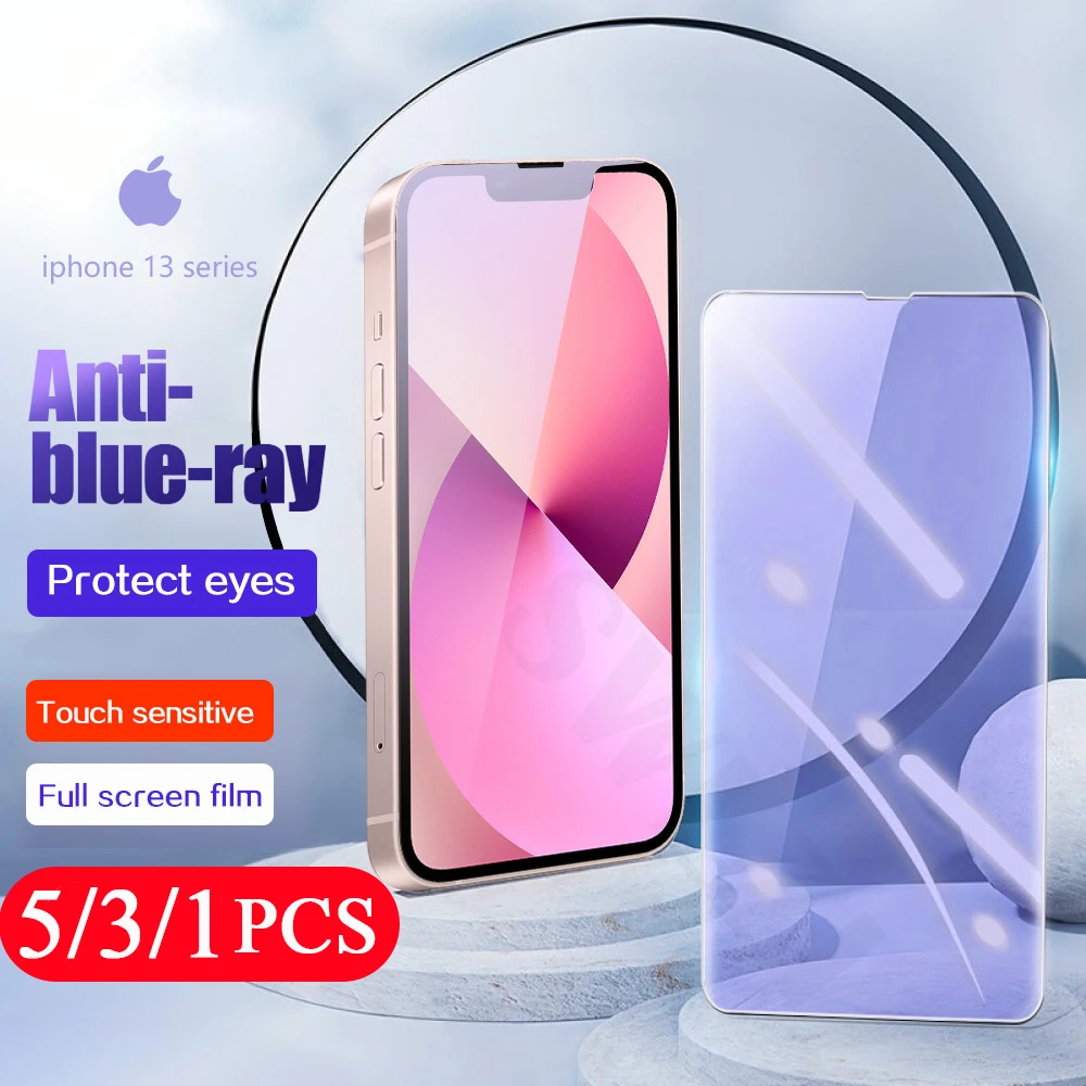 

Закаленное стекло с защитой от синего света для iphone 11 Pro 13 12 Mini X XS Max XR SE 2020 8 7 6 6s Plus, защитная пленка для экрана телефона, 5/3/1 шт.