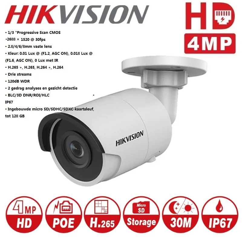 Hikvision 4K сеть 8 каналов POE NVR с 5 комплектами 4MP ip камера Сетевая безопасность ночное