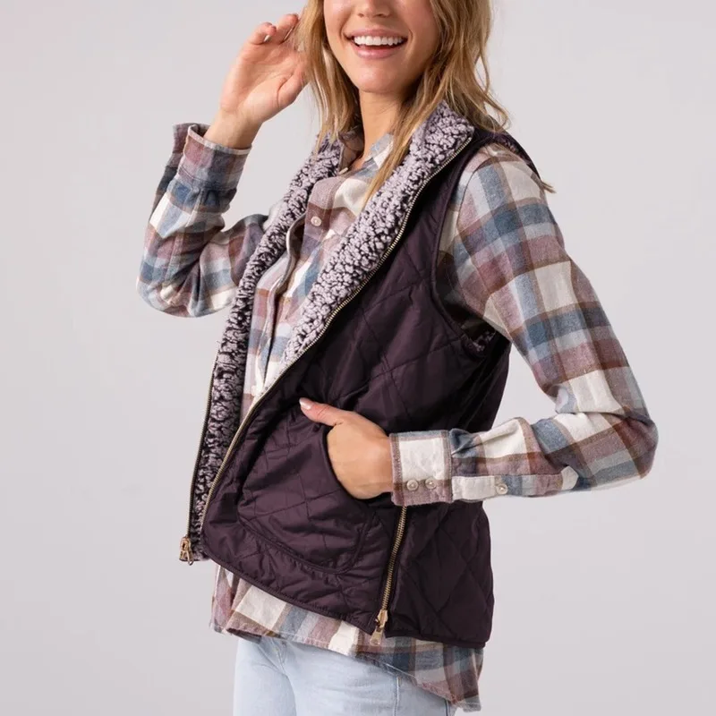 Women Furry Warm Vest 2019 Winter Black Casual Waistcoat Slim Sleeveless Jacket Solid Thermal Cotton Female Plus Size Coat | Женская