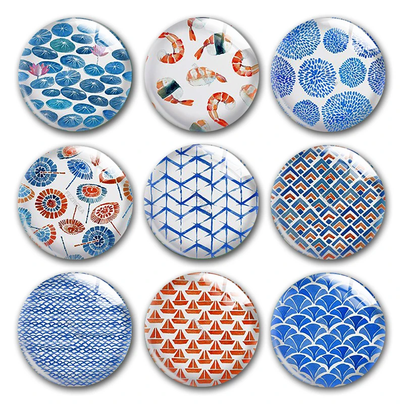 

Handmade THAI inspired patterns summer Round photo glass cabochons demo flat back DIY collier jewlery Making findings accessory