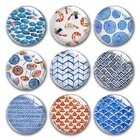 Летние круглые стеклянные кабошоны ручной работы с узорами в стиле тайского хендмейд, DIY колье, изготовление ювелирных изделий