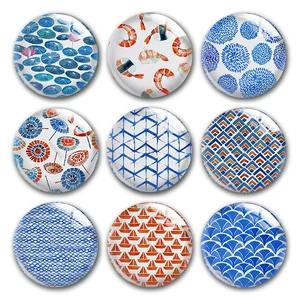 Летние круглые стеклянные кабошоны ручной работы с узорами в стиле тайского хендмейд, DIY колье, изготовление ювелирных изделий