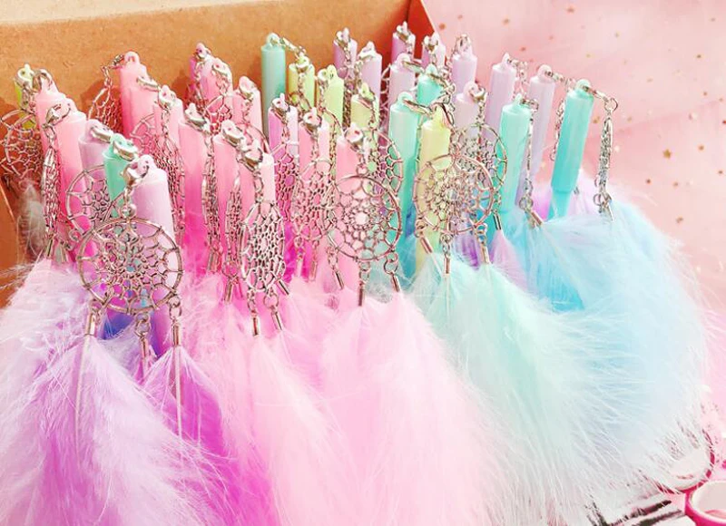 Новое поступление 36 шт./компл. гелевая ручка Kawaii Ловец снов перо подвеска