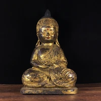 11chinese temple collection old bronze cinnabar lacquer prince buddha baby buddha sakyamuni sitting buddha ornaments