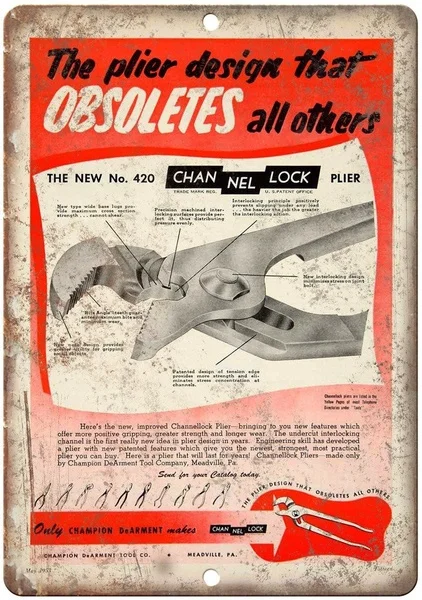 

Channel Lock Plier Tool Tin Sign art wall decoration,vintage aluminum retro metal sign,iron painting