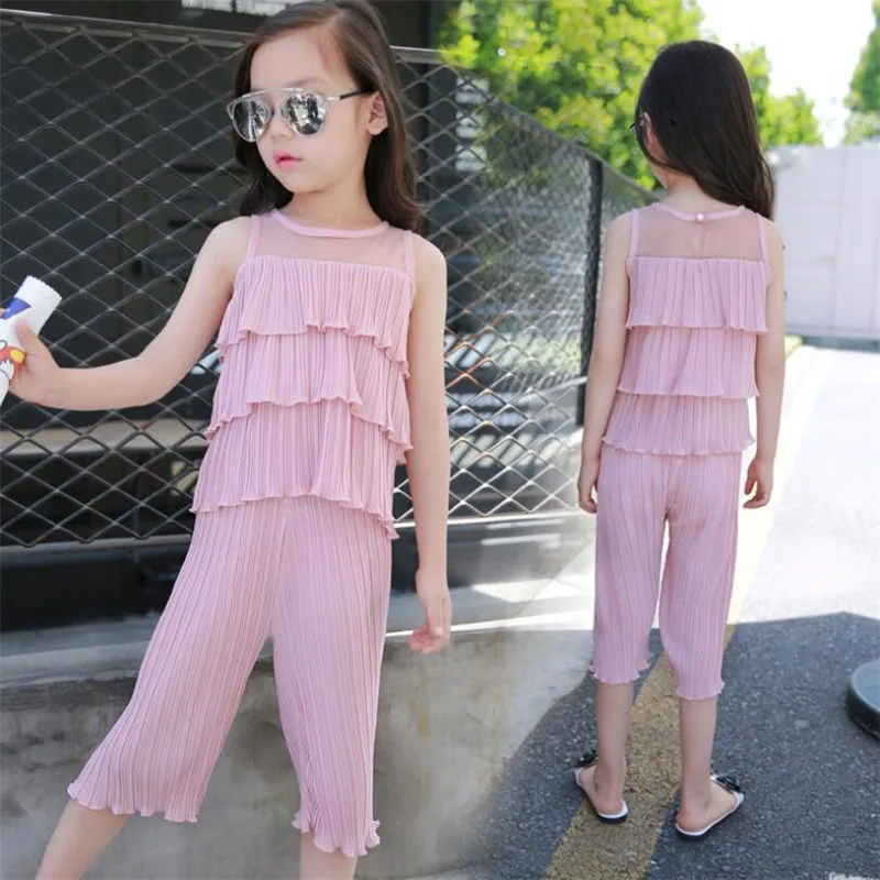 Летние комплекты из двух предметов для девочек детской одежды 4 5 6 8 9 10 12 лет