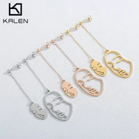 kalen face contour three color stainless steel ladies party accessories jewelry trend earrings