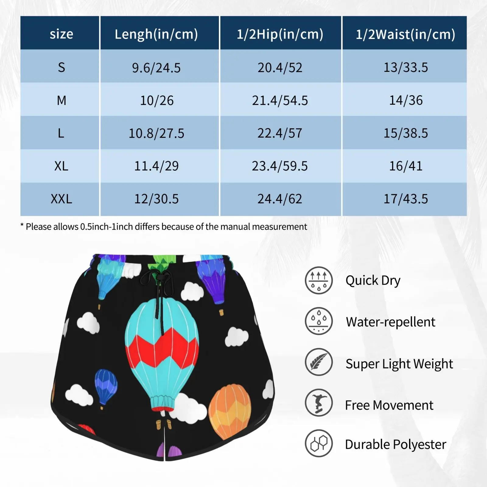 

Hot Air Balloon Travel The World Black Swim Shorts Women Beach Shorts Hot Air Balloon Hot Air Balloon Balloons Air