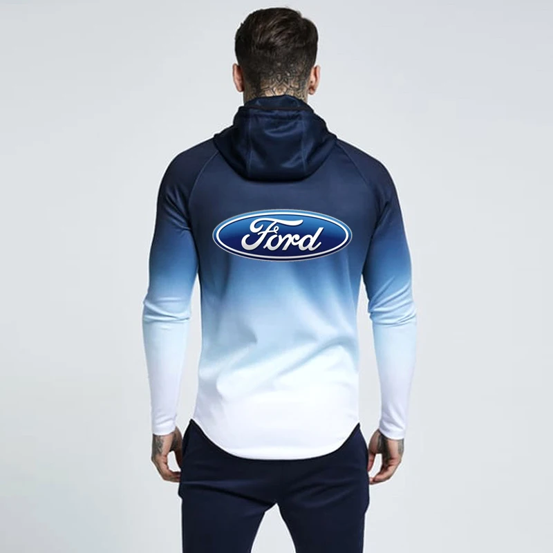 Весенне-осенняя куртка на молнии худи с логотипом ford одежда градиентом флисовая