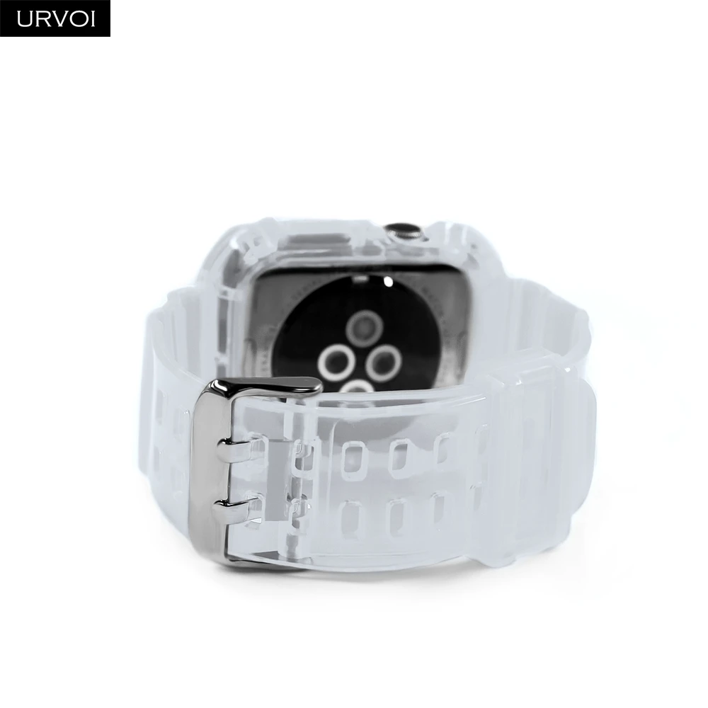 URVOI прозрачный ТПУ ремешок для Apple Watch серии 4 5 чехол iWatch защита на запястье 40 44 мм