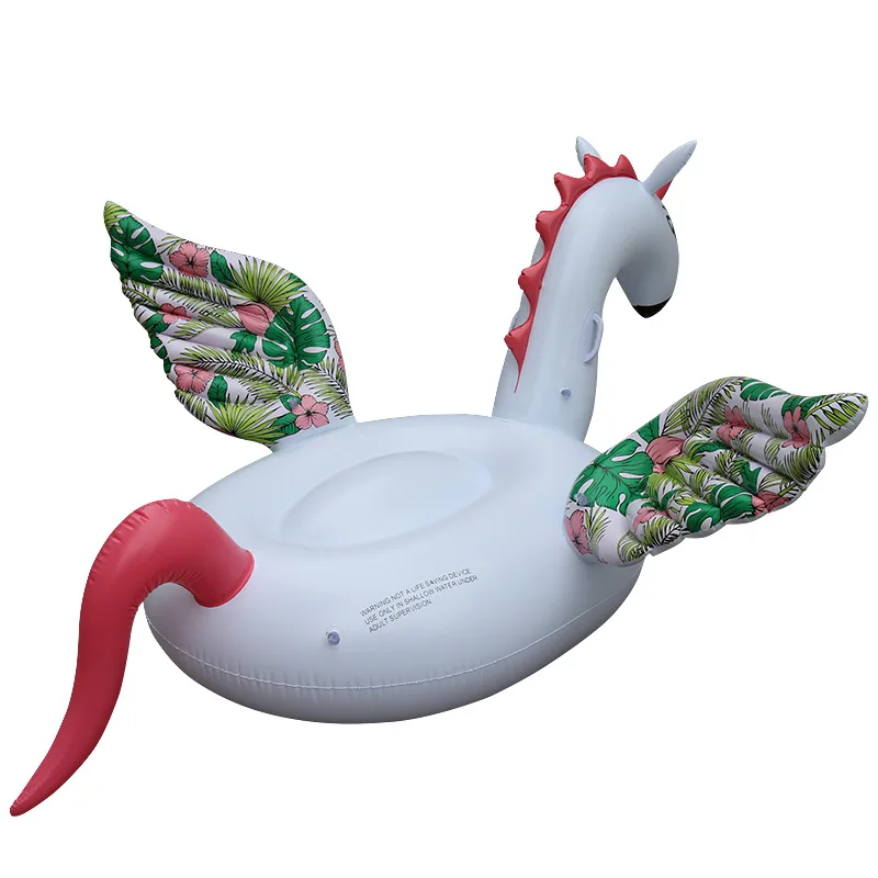 

200CM Giant Inflatable Pegasus Horse Pool Float Ride-On Floral Print Unicorn Swimming Ring Holiday Party Water Toys Boia Piscina