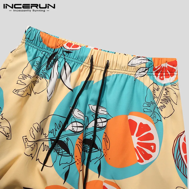 

INCERUN Men Summer Printed Sets Short Sleeve Lapel Shirts Drawstring Shorts Hawaiian Beach Suit Man Fashion Foral Sets Plus Size