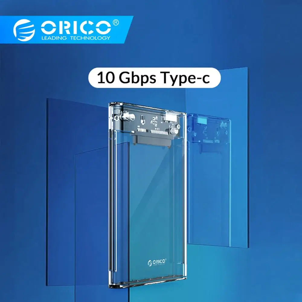 Прозрачный чехол ORICO 2,5 ''для жесткого диска type C USB3.0 USB3.1 Gen2 с поддержкой протокола UASP с кабелем type-C