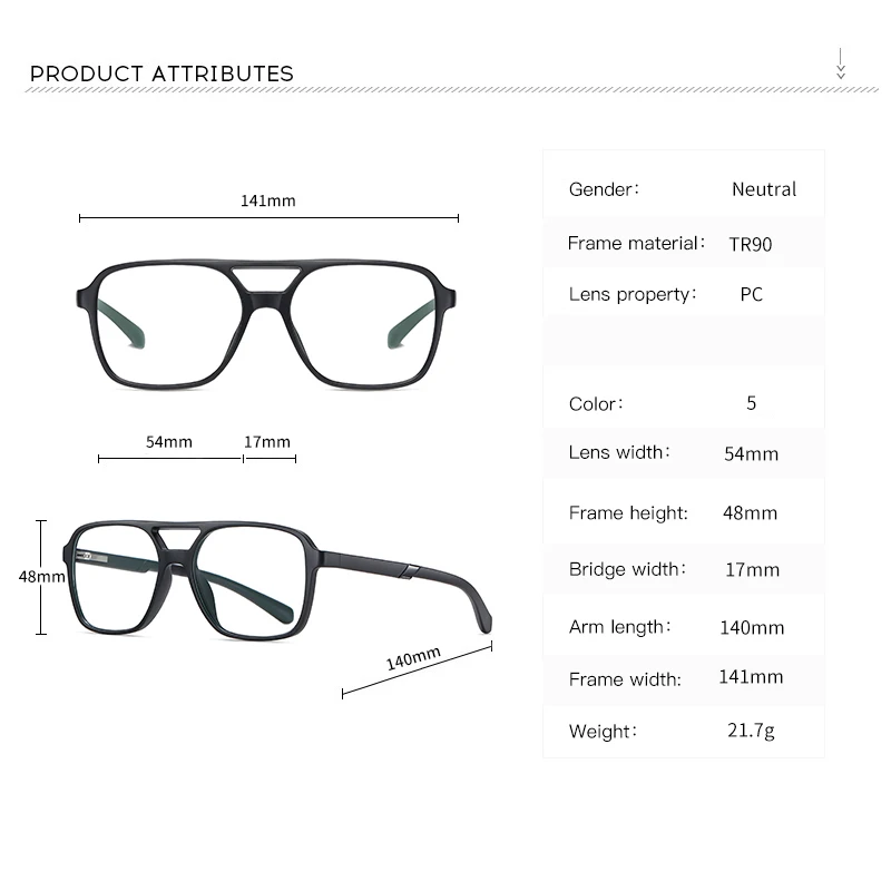 

TR90 Anti Blue Light Women's Men's Eyewear Frame Square Myopia Frames Spectacles Frames Ladies Transparent Optical Eye Glasses