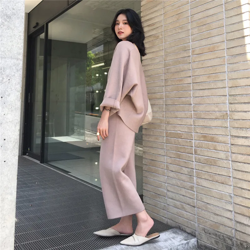 Mozuleva свободные трикотажные свитера 2 шт. Комплект женский спортивный костюм 2019