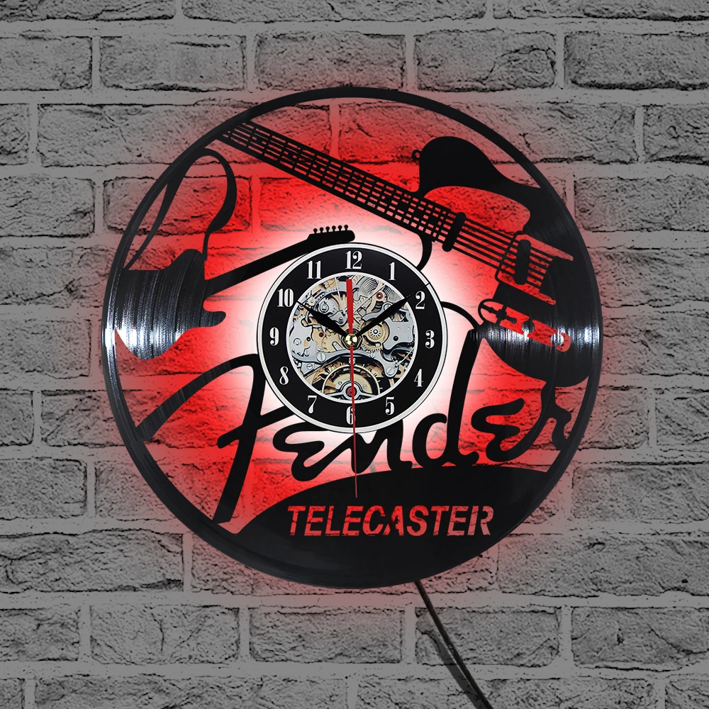 Новые 1 шт Виниловые настенные часы современный дизайн гитара Relogio де Parede