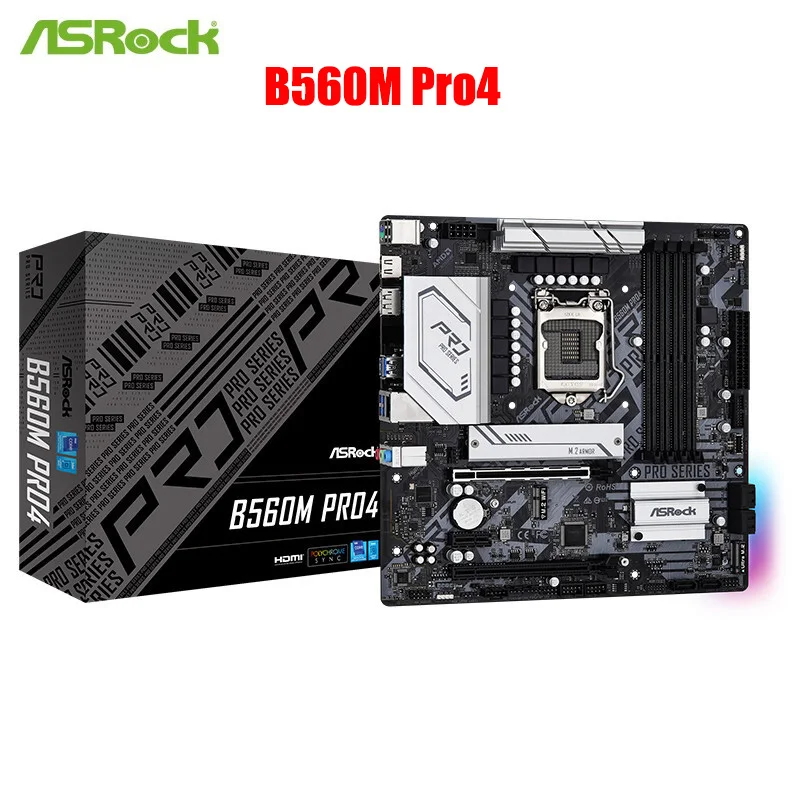 

Original Brand New ASRock B560M Pro4 Motherboard Support CPU 11400/11400F/11600KF (Intel B560/LGA 1200)