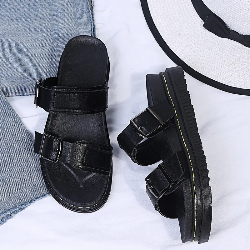 

Dr Roman sandals women's new summer fashion net red muffin student Martin Sandals Flip leather slippers women