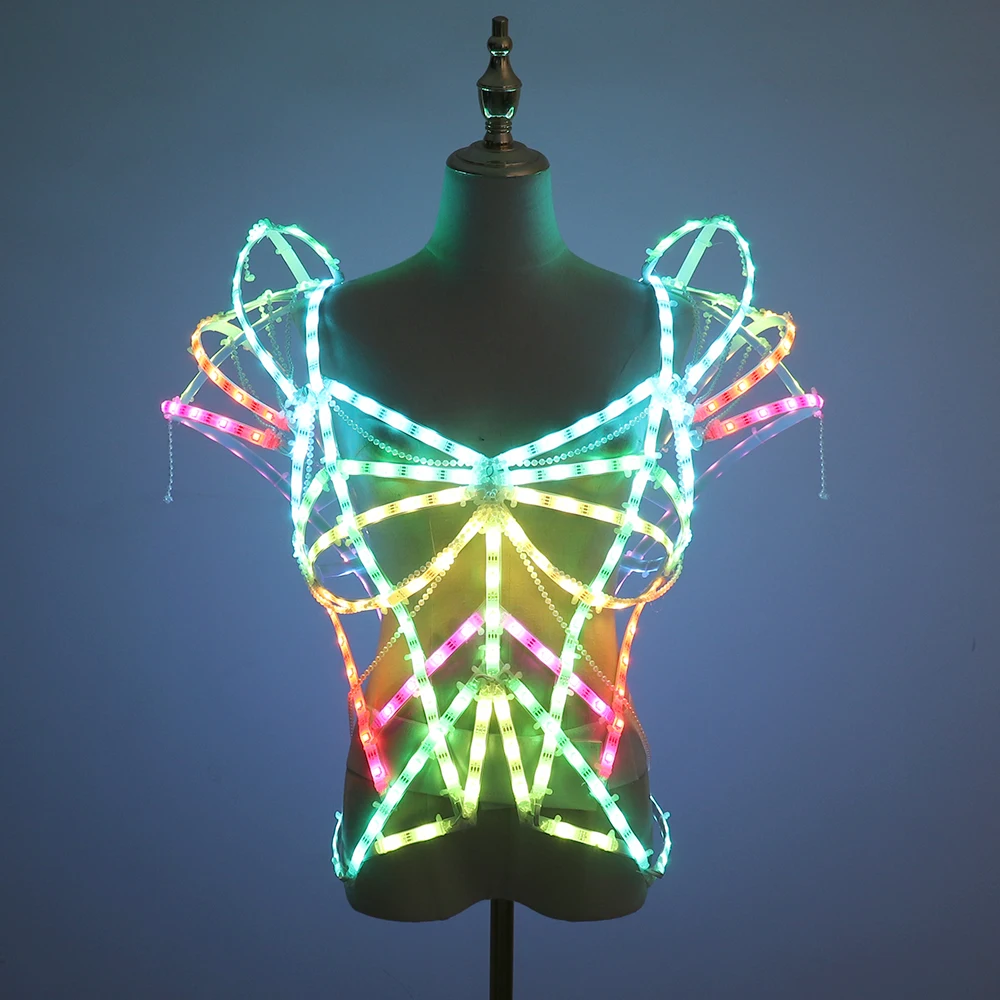 Pixel Smart-ropa LED Sexy para novia, corsé de jaula LED, disfraz de Ballet luminoso, ropa brillante para fiesta de baile
