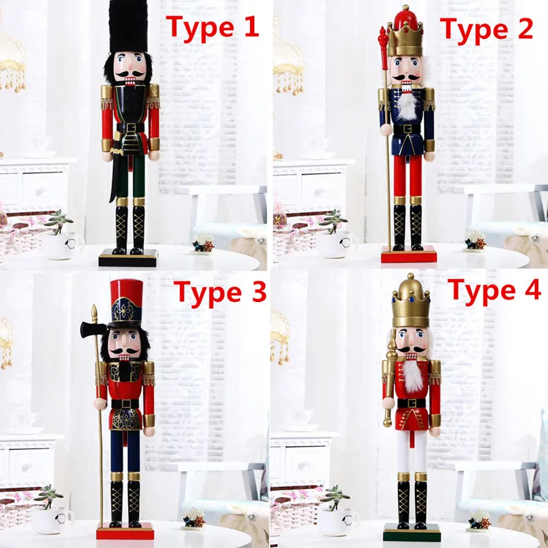 

60CM Nutcracker King Soldier Wooden Figurine Christmas Decoration Ornament Handcraft Walnut Puppet Toy Gift New