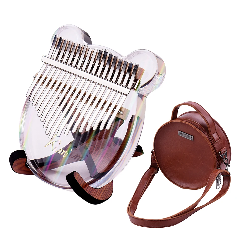 

17-Key Kalimba Thumb Piano Transparent Acrylic Material with Case Stickers Tuning Hammer Kalimba Stand Microfiber Leather Bag
