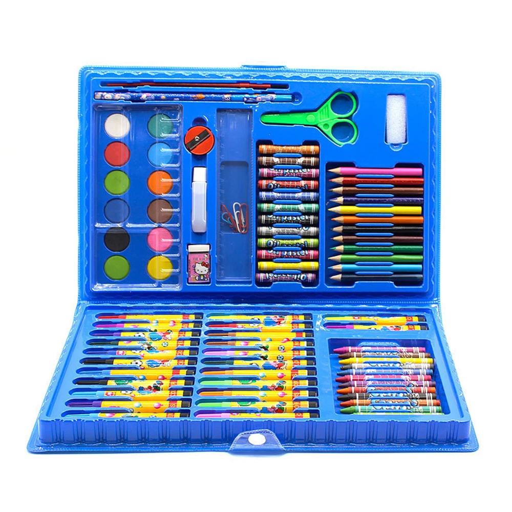 

86pcs / Set Drawing Art Kits Children's Set Watercolor Pen Pencil Oil Pastel Crayon Powder Eraser Palette Brush Stationery