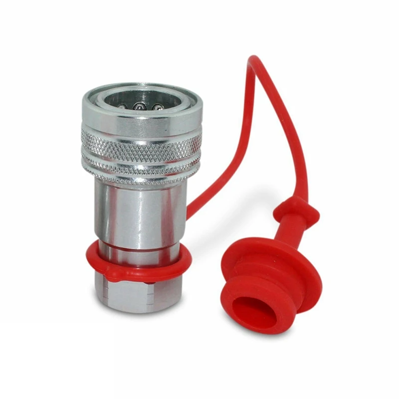 2Pcs 1/2 Inch Ag Hydraulic Quick Connect Couplers Couplings Stainless Steel pet Pioneer Style Red |