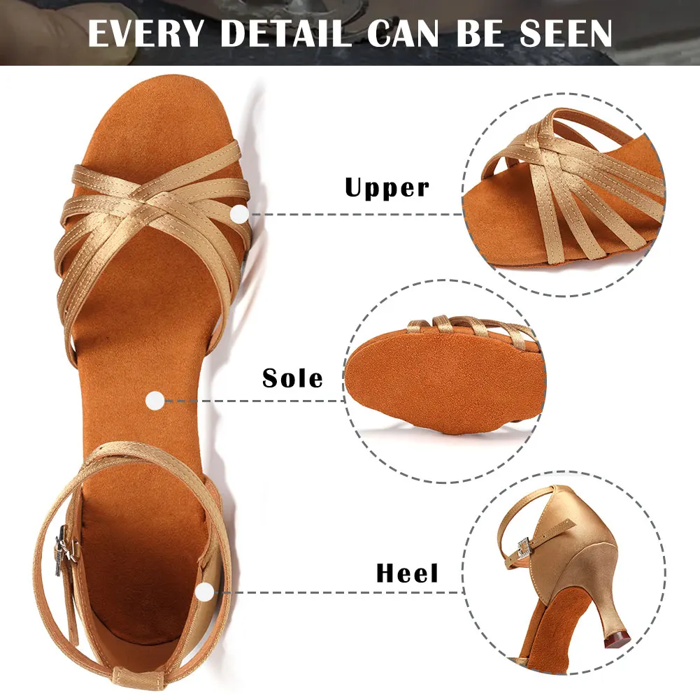 SWDZM New Salsa Ballroom Shoes Ladies Latin Tango Dance Shoes For Women Modern Pole Waltz Dancing Heels 5/7.5cm Indoor Wholesale