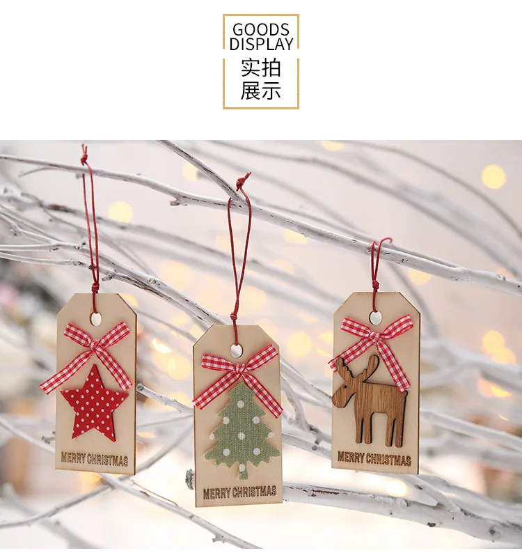 Xmas Tree Ornaments Decor DIY Wood Crafts Merry Christmas Pendant Ornaments Gifts Christmas Decorations for Home