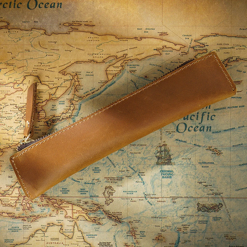 Пенал ручной работы из натуральной кожи для ручки винтажный Ретро-аксессуар