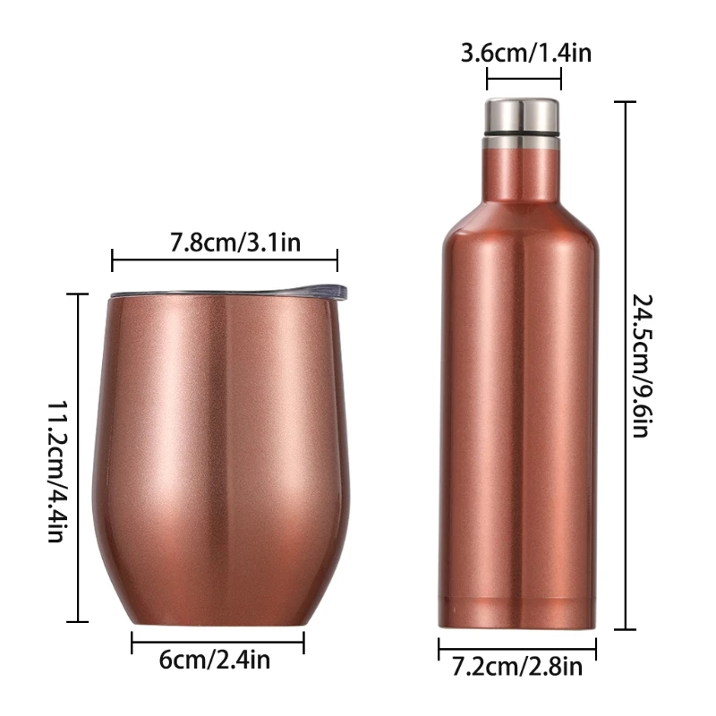 

Insulated Bottle with 2 Tumbler Set Double Walled Stainless Steel 500ml Wine Bottle and 2 Pack 12 Oz Insulated Wine with