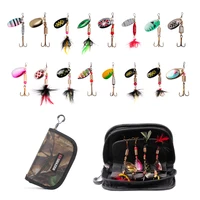 16pcs fishing lures sequins spoon baits set with zipper tackle bag treble hooks hand spinner crankbaits fishing accessories