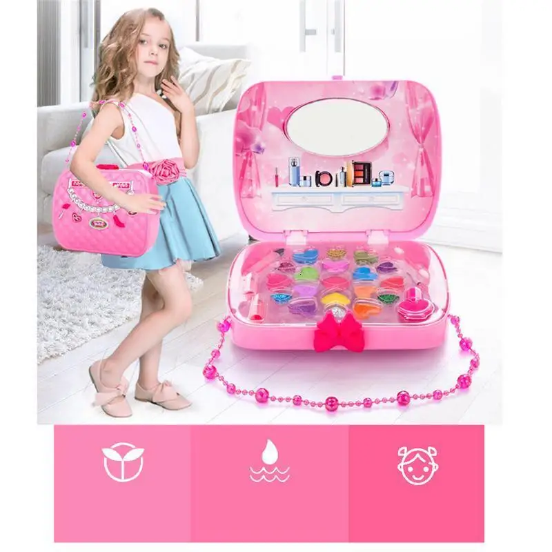 Beauty Girls  New Make Up Set Toys Pretend Play Cosmetic Bag Hair Salon Toy Makeup Tools Kit Children Pretend Play Toys