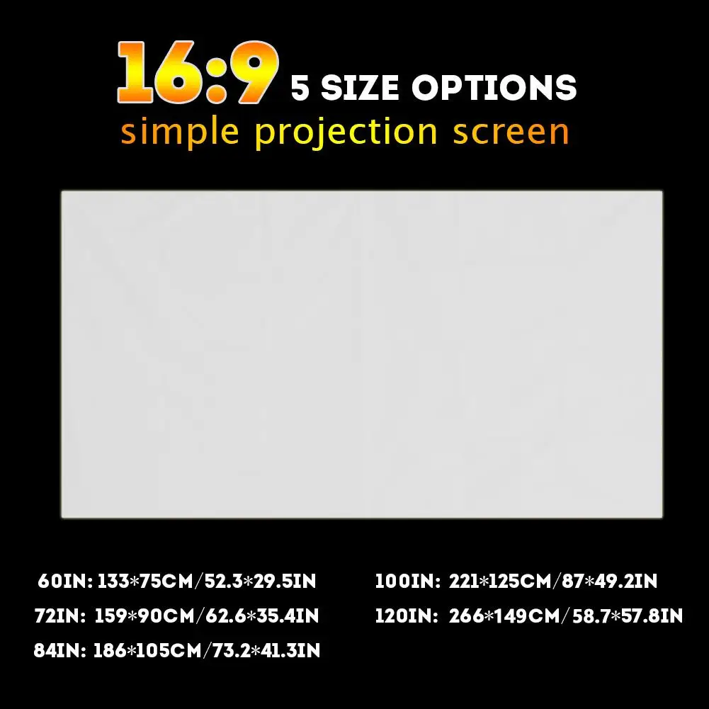 120 дюймовый экран для проектора 3D HD настенный проекционный холст 16:9 светодиодный