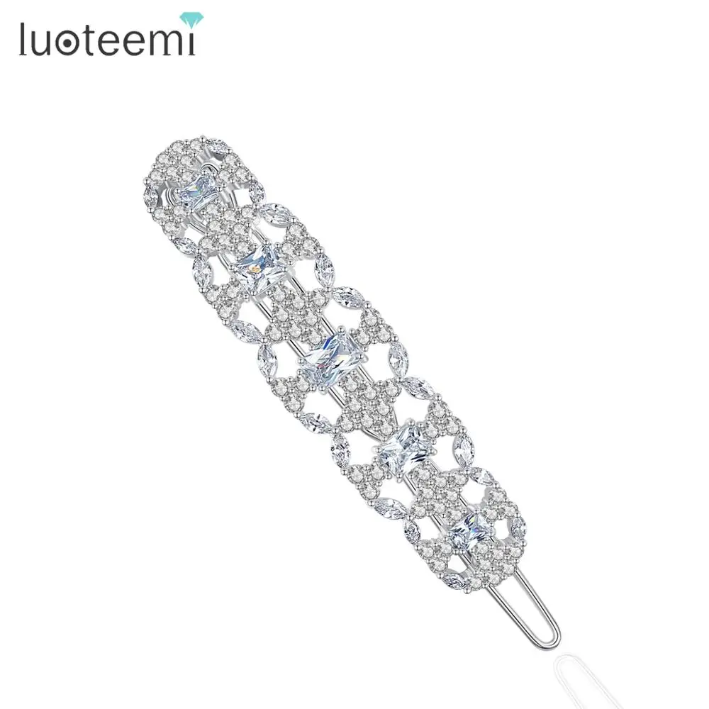 Женское украшение для волос LUOTEEMI белое золото блестящий фианит | Украшения и