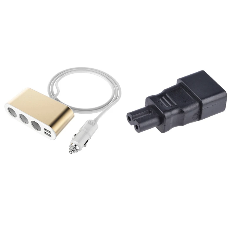Адаптер питания IEC 320 C14 папа-мама C7 с USB автомобильным зарядным устройством