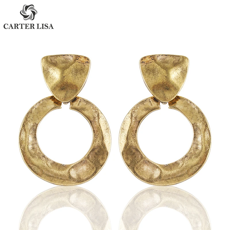 CARTER LISA модные дизайнерские металлические геометрические свисающие серьги