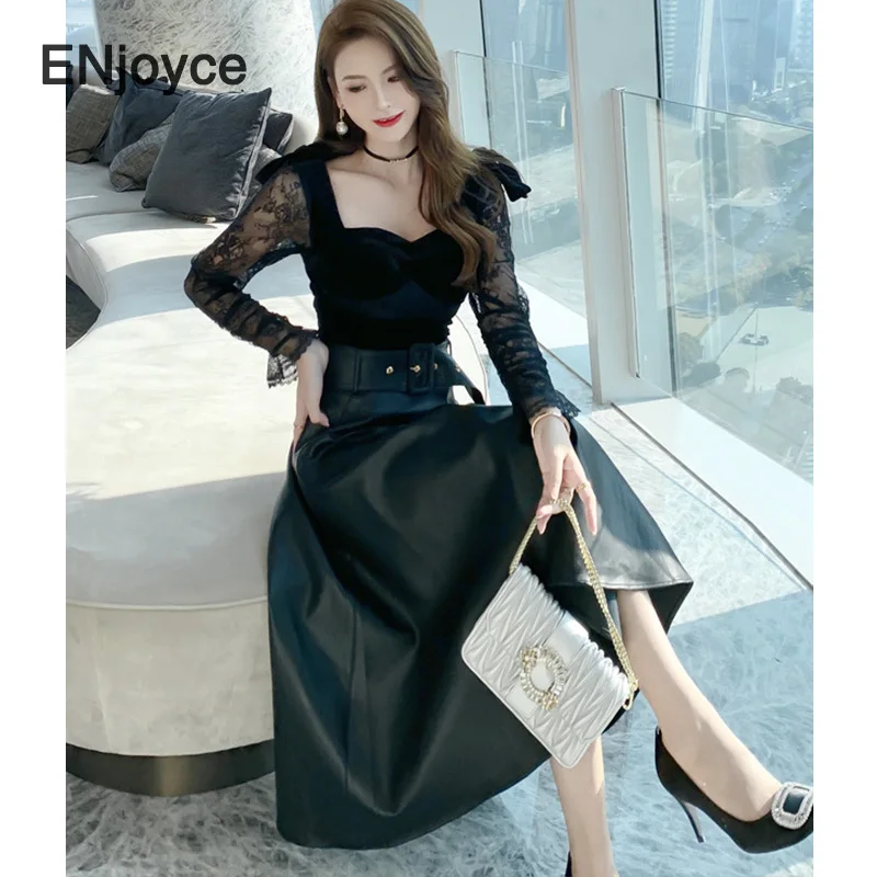 Осень-зима Новая Винтажная обувь из искусственной кожи PU цвета: черный юбка для